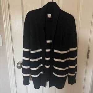 Black and White Striped Cardigan
